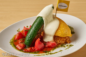 ズッキーニとトマトのとけるチーズオムバーグ